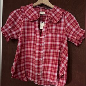 Pilcro Red Plaid Button Down Shirt